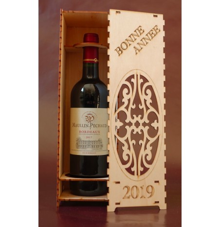 Boite bouteille en bois, caisse bouteille en bois Bonne Année