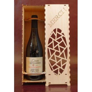 Boite bouteille en bois, caisse bouteille en bois Merci