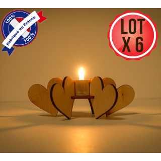 Lot de 6 supports bougie coeur