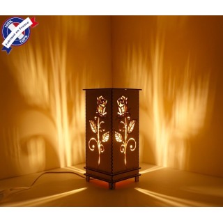 Lampe Bois La Rose lumière Saint valentin décorative luminaire d'ambiance