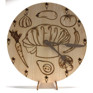 Horloge murale bois pendule murale bois de cuisine la Toque